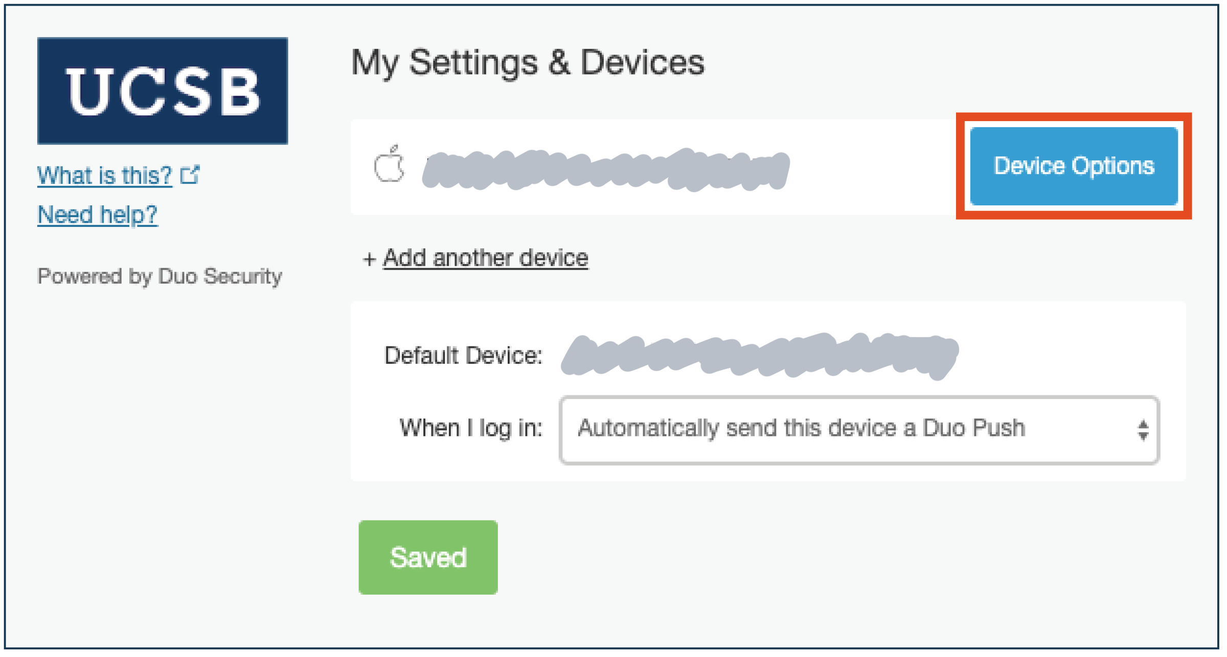 Device Options - Screenshot