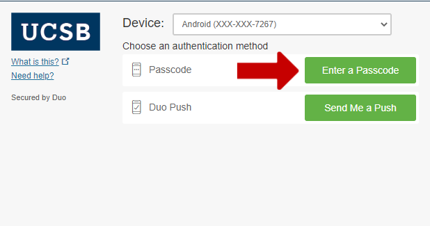 Choose an authentication method - Screenshot