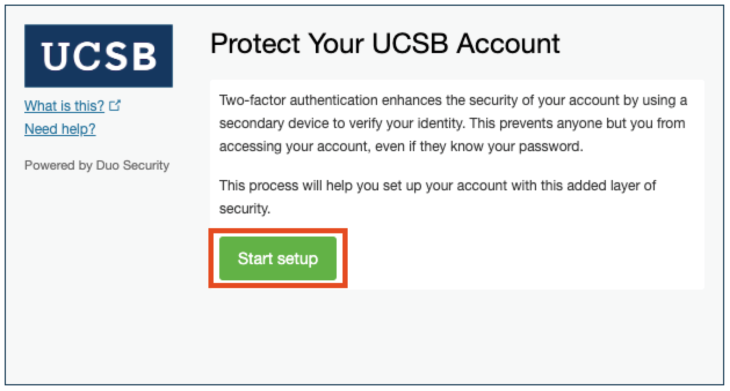 Protect Your UCSB Account Screenshot
