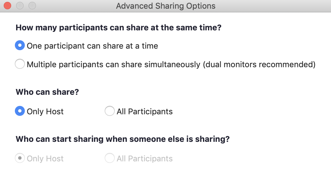 Under Who can share, click Only Host - Screenshot image