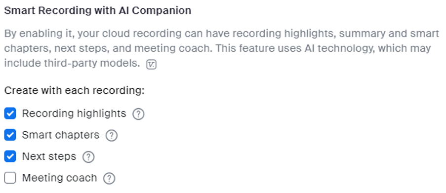 The Smart Recording feature is only available