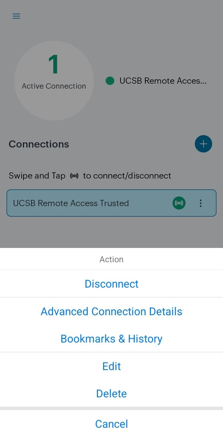 See Options to disconnect from the VPN server - Screenshot - Image