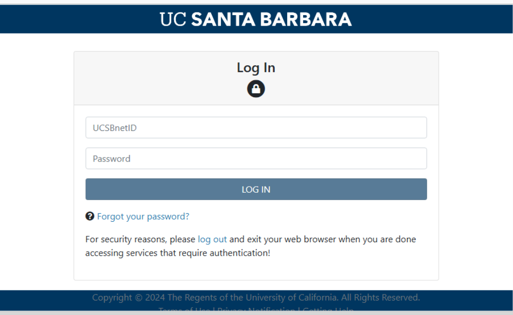 VPN client will bring up the UCSB SSO login window prompting