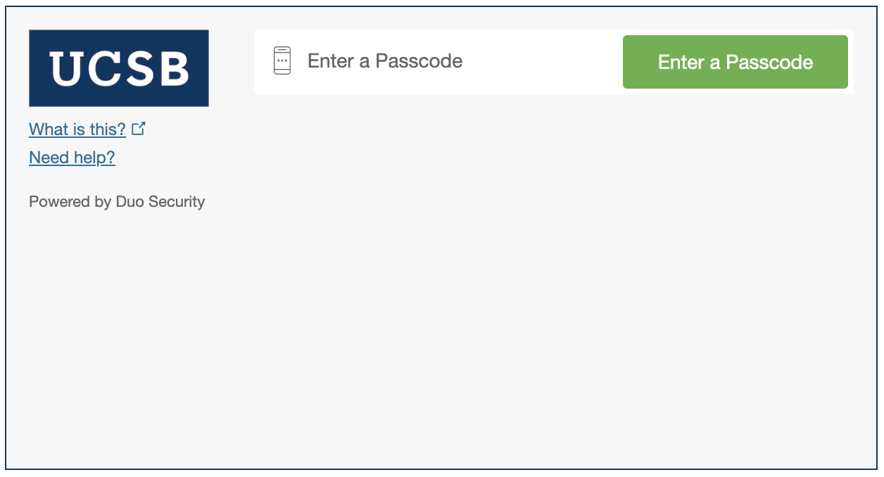 Enter passcode button