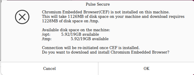 prompt to install Chromium Embedded Browser