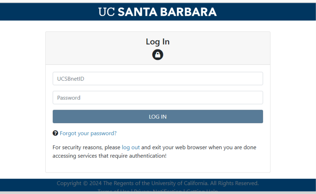 UCSB SSO login page