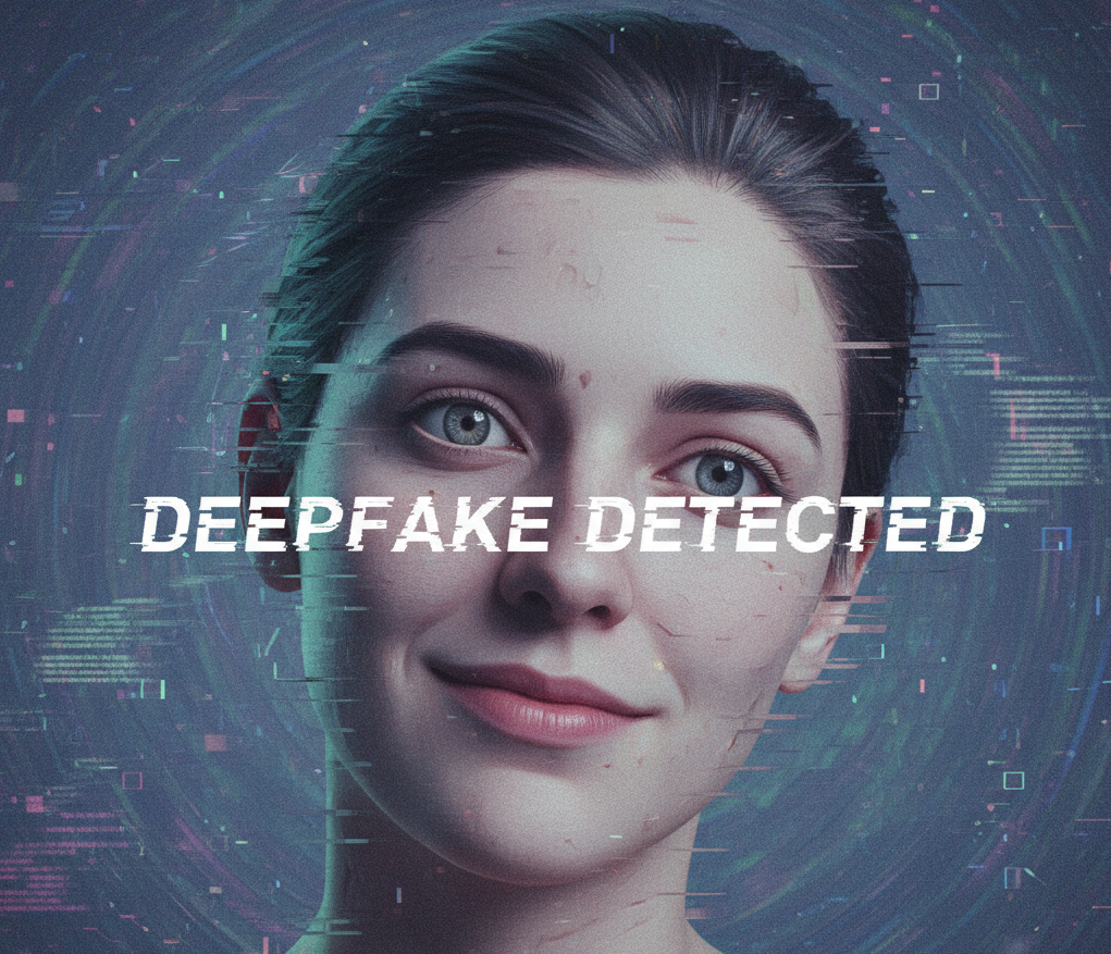 an image of a deepfake person who looks almost real but slightly too perfect to be a human